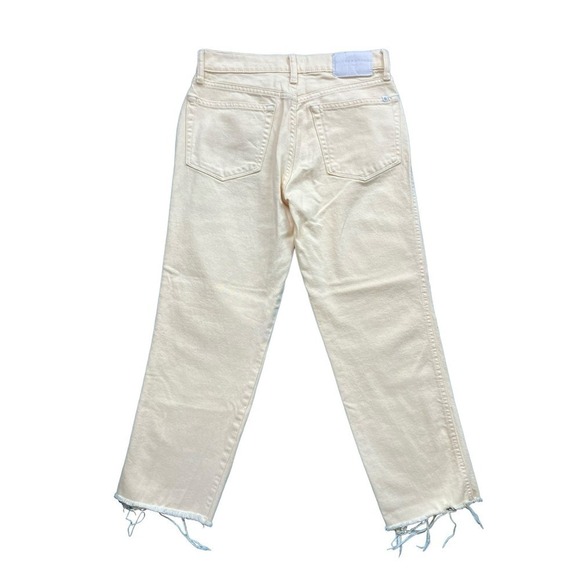 Lucky Brand Mid Rise Crop Straight Leg Ankle Jeans Pale Yellow Denim Size 2/ 26 - Picture 1 of 5